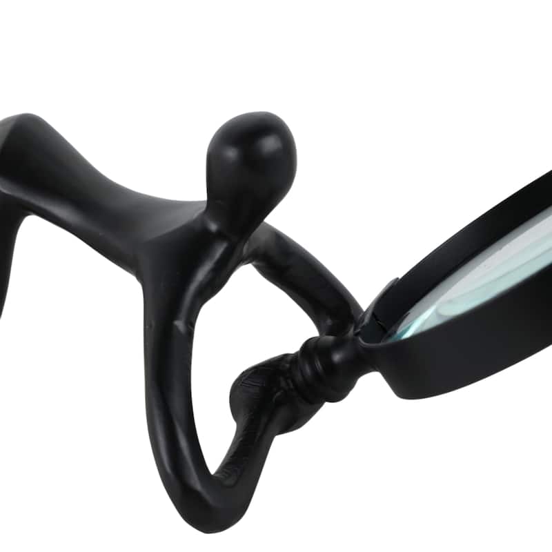 Glass Metal Decorative Object Human Figure Holding Magnifying Glass