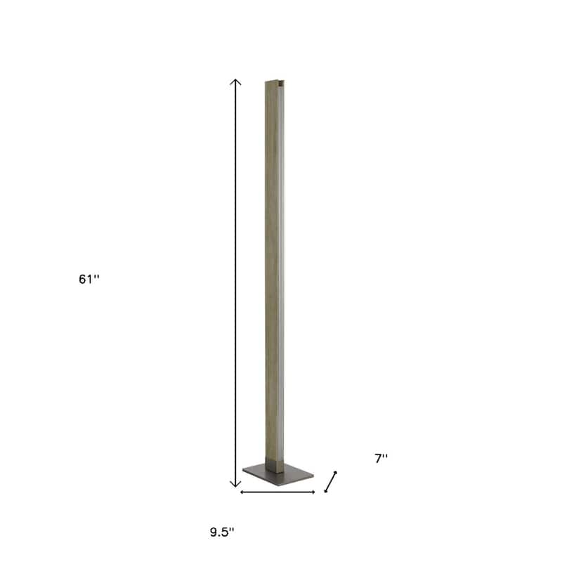 61" Traditional Brown LED Floor Lamp with Dimmer Switch and Warm Light Metal Base for Living Room - 61" H x 9.5" W x 7" D