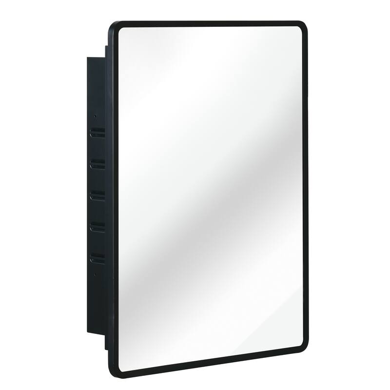 Black Medicine Cabinet Metal Framed Wall mount or Recessed Mirror Cabinet