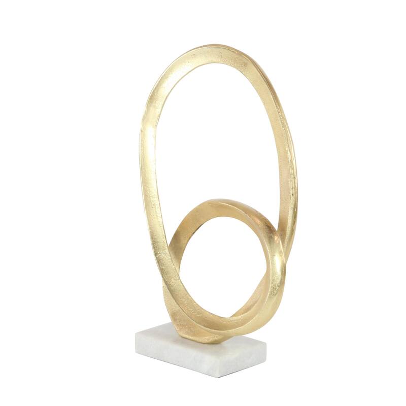 Aluminum Metal Geometric Loop Decorative Sculpture with Marble Base - Gold - CosmoLiving by Cosmopolitan