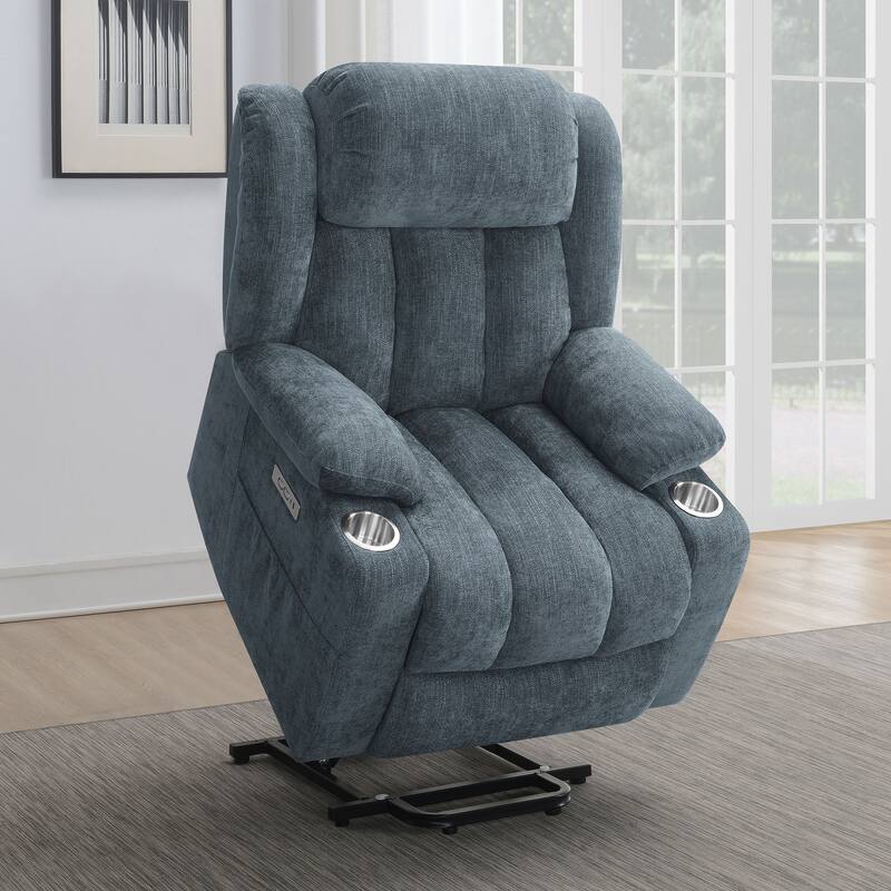 Beca Slate Blue Upholstered Power Lift Recliner