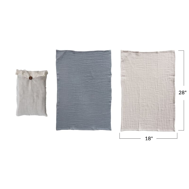 Cotton Tea Towels in Bag, Set of 2 - 28.0"L x 18.0"W x 0.3"H