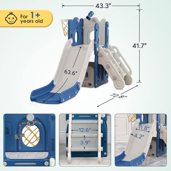 7 in 1 Toddler Slide, L-Shaped Kids Slide for Toddlers Age 1+, Outdoor and Indoor Slide Playset Toddler Playground Easy Assembly