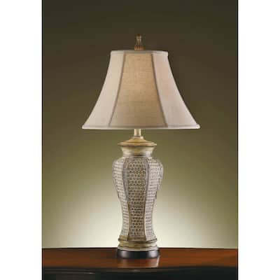 Cypress Pickled Pine Textured 32-inch Vintage Traditional Table Lamp - 32"H x 17"Rnd