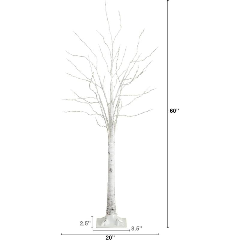 5ft. Pre-Lit Artificial White Birch Tree with 240 Warm White LED Lights - Bright Seasonal Holiday X-Mas Display