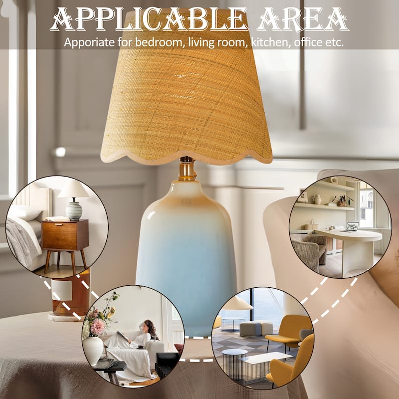 Traditional Ceramic Woven Table Lamp for Living Room
