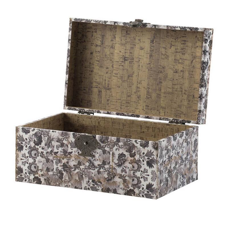 Leo Set of 3 Storage Boxes, Vegan Leather Lining, Ornate Printed Designs