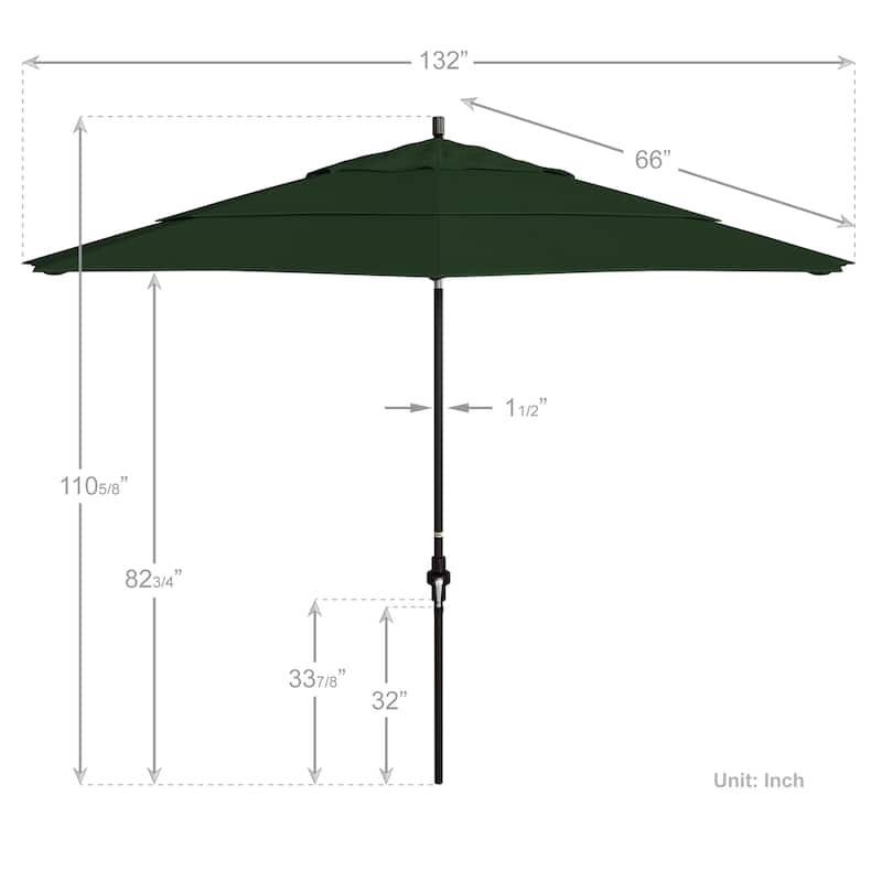 California Umbrella 11' Sun Master Patio Umbrella Bronze Aluminum Pole Fiberglass Ribs Crank Lift Collar Tilt Pacifica Capri