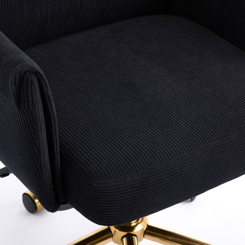 Corduroy Swivel Office Chair with Wheels, Ergonomic High Back Task Chair, Upholstered Accent Chair with Adjustable Height