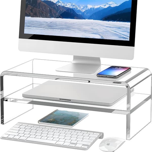 slide 2 of 5, Monitor Stand Riser 2 Tier clear - Letter