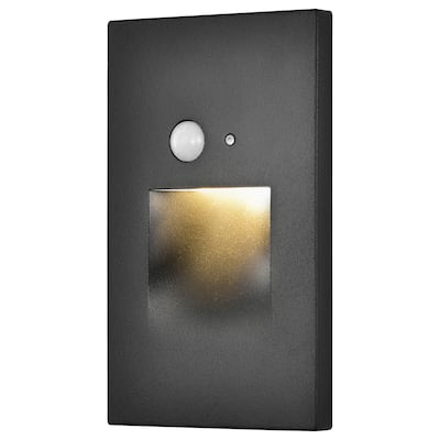 Hardwired White Motion Sensing Vertical LED Stair Light with Motion and Photocell Sensor