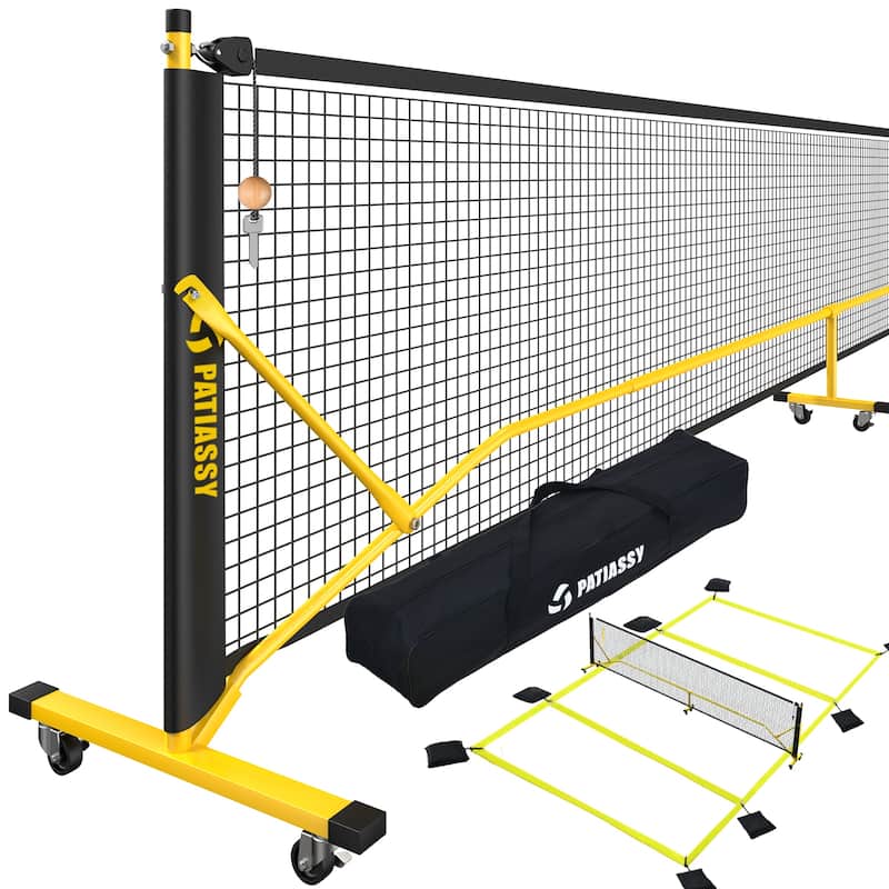 Patiassy Pickleball Net Set with Wheels and Pickleball Court Marking
