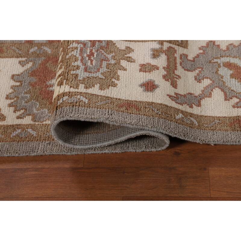 Gray Oushak Indian Area Rug Handmade Geometric Wool Carpet - 8'4"x 9'10"