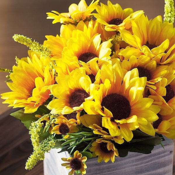 US Artificial Silk Sunflower Bouquet Retro Home Wedding Party Flowers Decor 