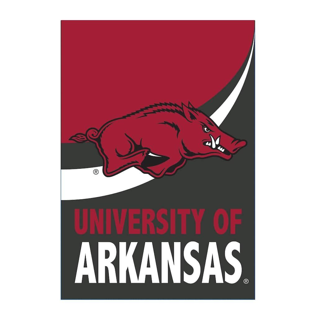 University of Arkansas Burlap Flag House Size