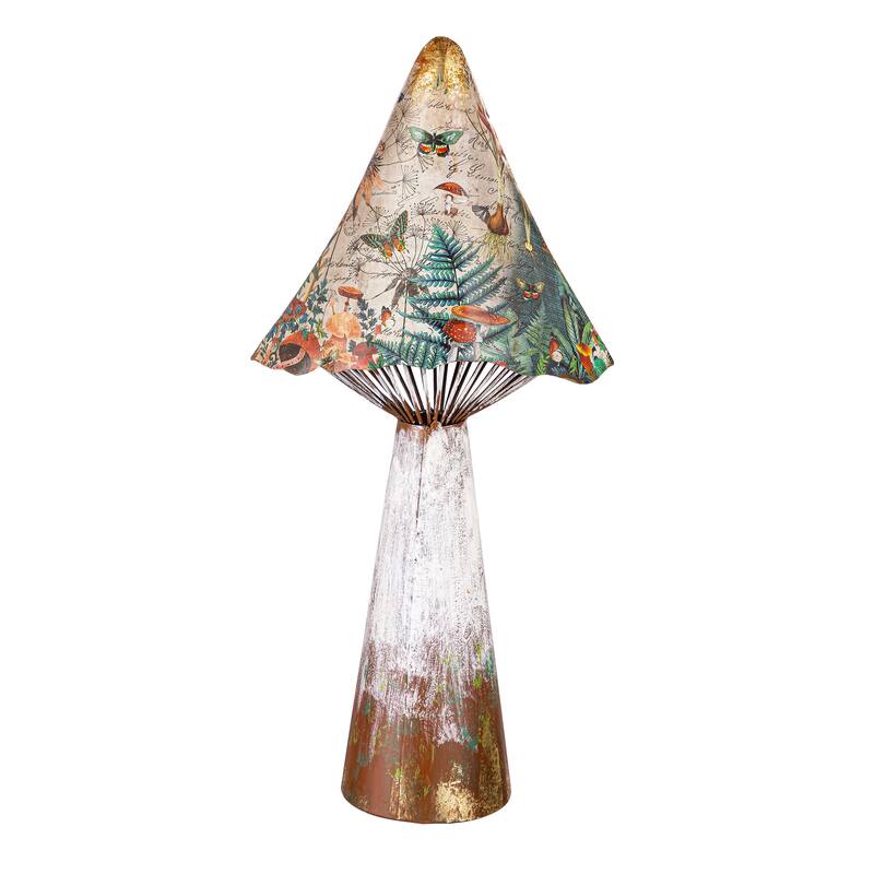 18 in. Printed Metal Mushroom Statuary