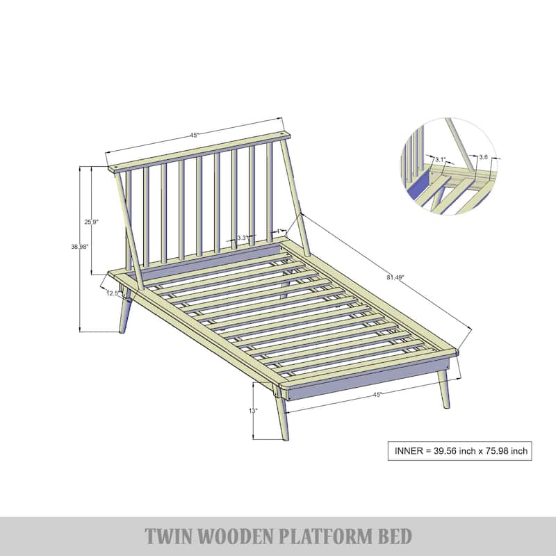 CraftPorch Vintage 4-pieces Wooden Bedroom Set