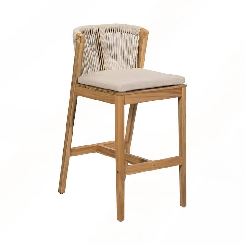 Outdoor Barstool with Beige Cushion Set of 2