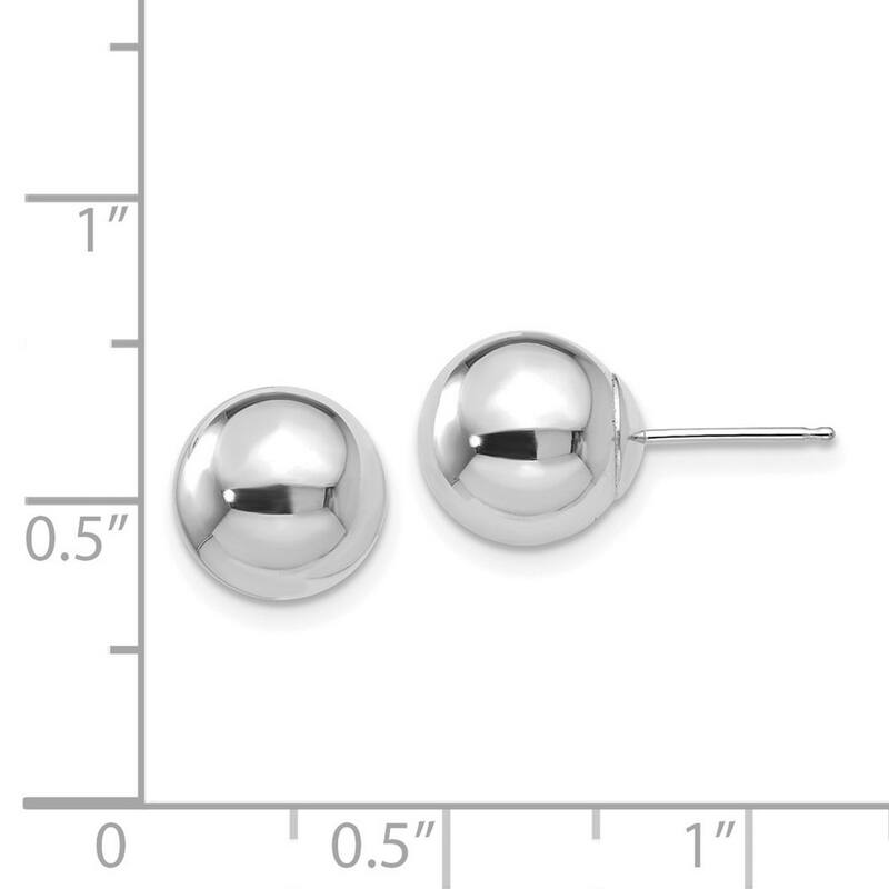 Curata 14k White Gold Polished 9mm Ball Post Earrings