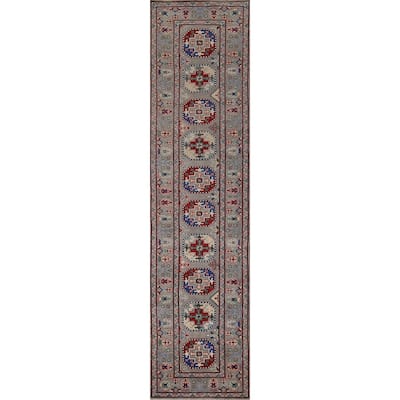 Kazak Oriental Runner Rug Handmade Hallway Wool Carpet - 2'6" x 12'9"