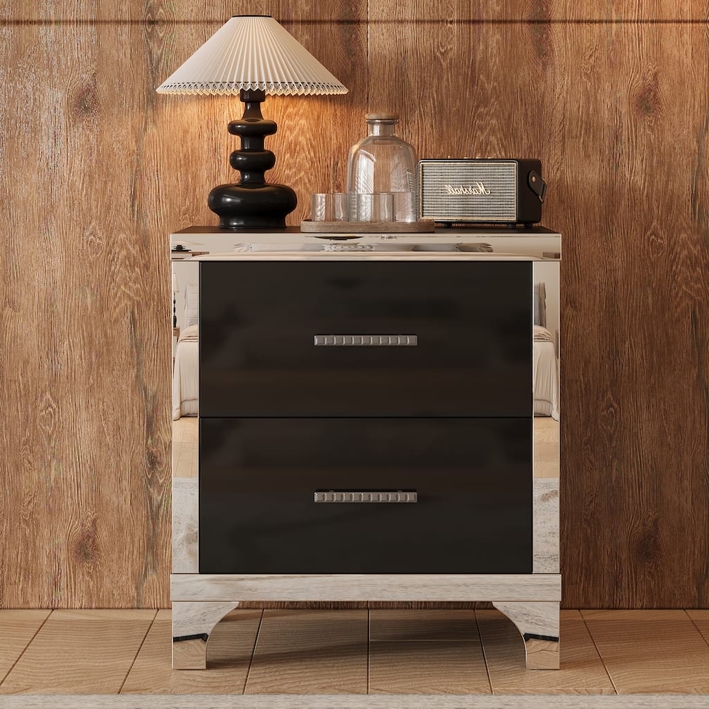 Storage Cabinet Bedroom Bedside Table Accent Cabinet Black Corner Table Dressing Table Nightstand for Living Room