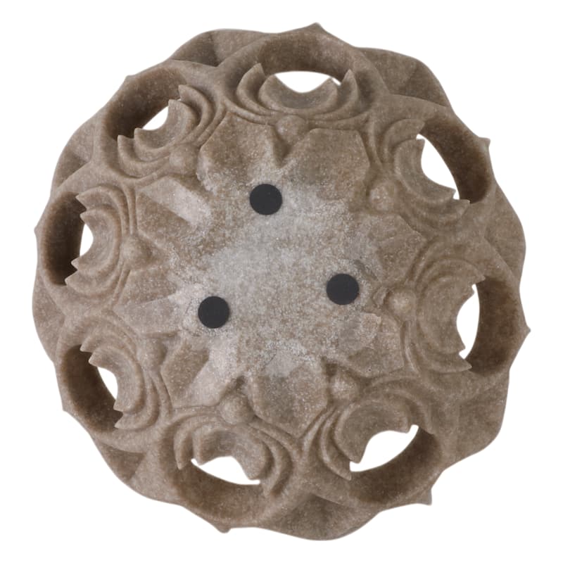 Polyresin Decorative Bowl with Sculpted Carved Floral Motif Design
