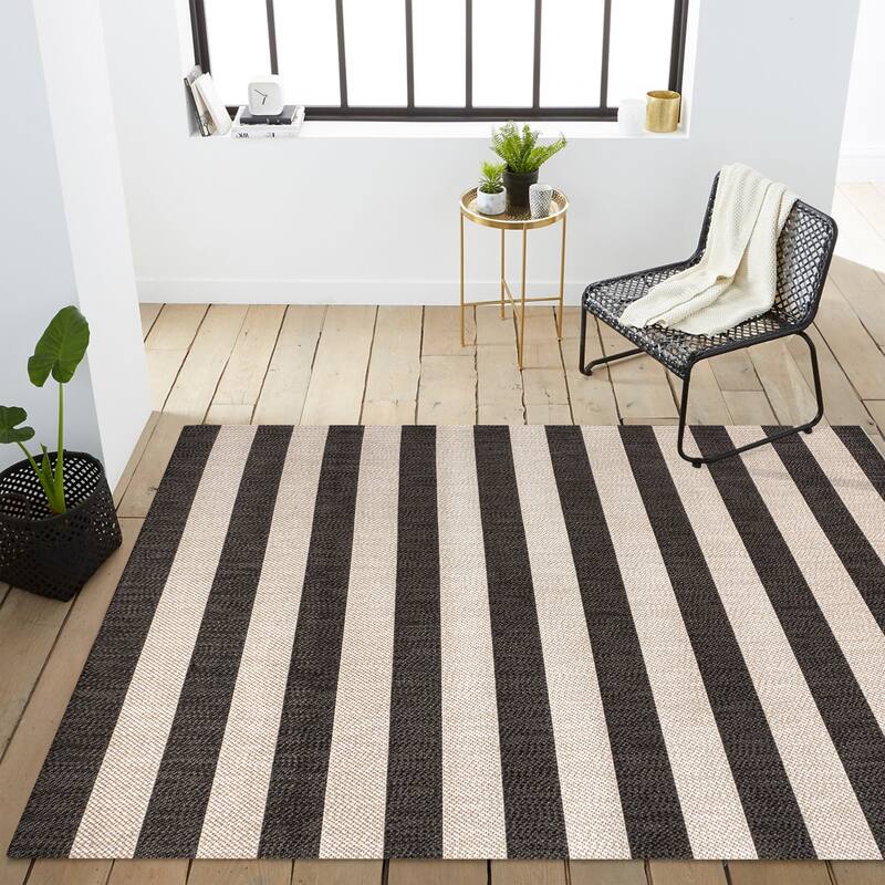 JONATHAN Y Vinales Two-Tone Wide Stripe Indoor/Outdoor Area Rug