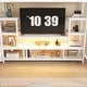 preview thumbnail 22 of 26, Full Size High Metal Loft Bed Frame with Entertainment TV Stand, Shelves, LED Light Strip, Charging Station, Staircase Wardrobe
