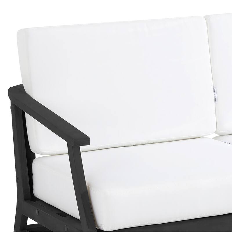 Teak Wood Patio Outdoor Loveseat Sofa and Coffee Table Set