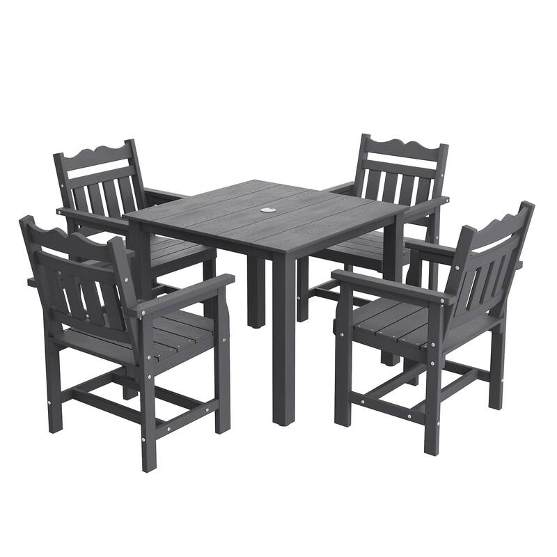 HIPS Outdoor Dining Set All-weather Patio Table and Chairs(Set of 5)