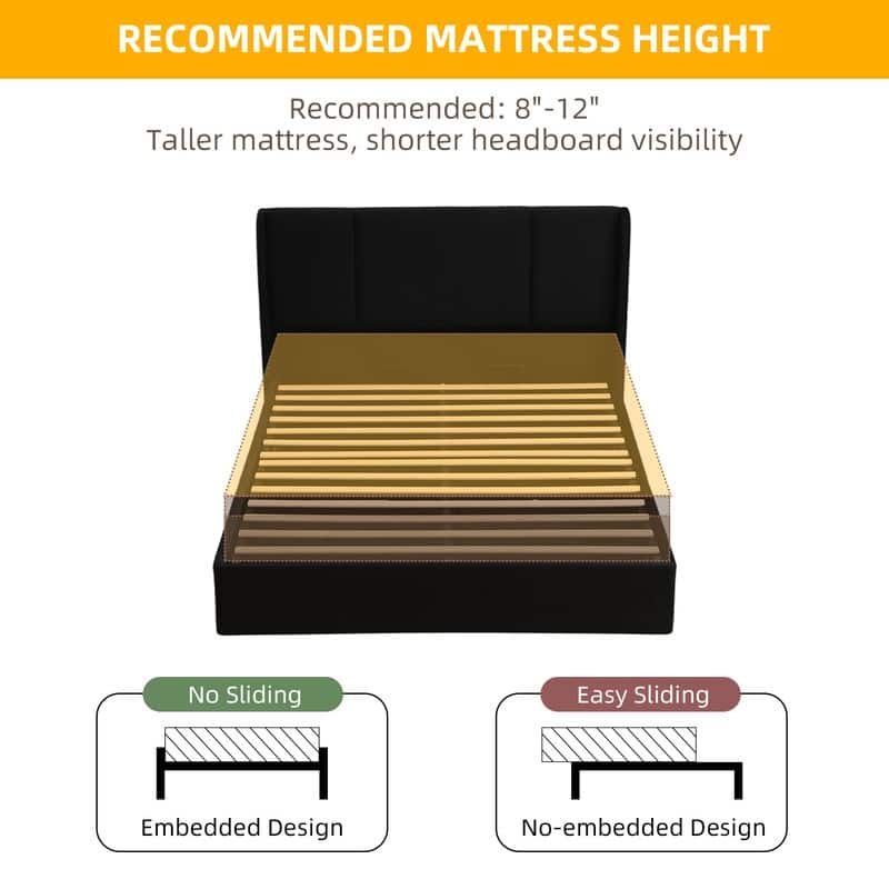 Modern Minimalist Upholstered Storage Bed with Lift-Up Platform