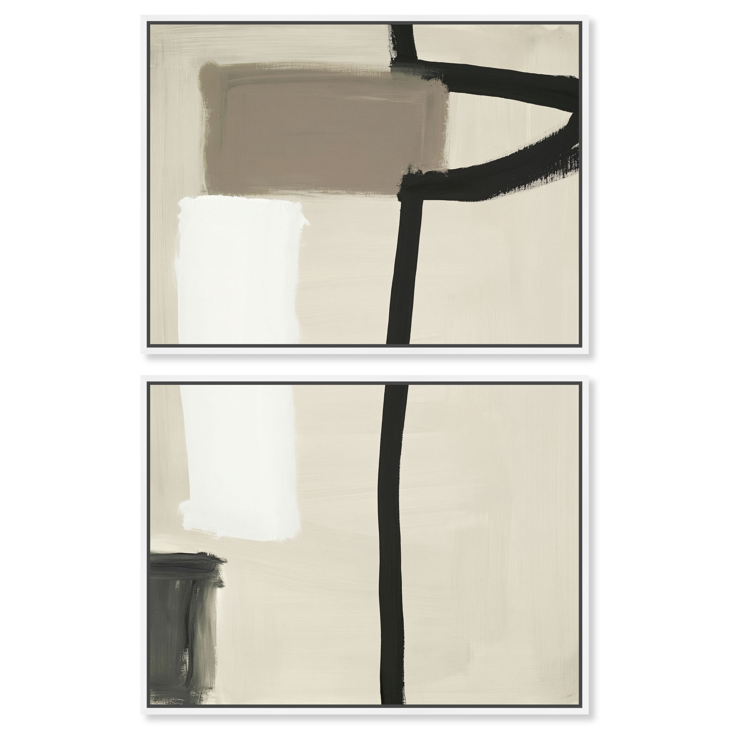 Linear Geometry III Boho Minimal Art Set Framed Canvas by Art Remedy