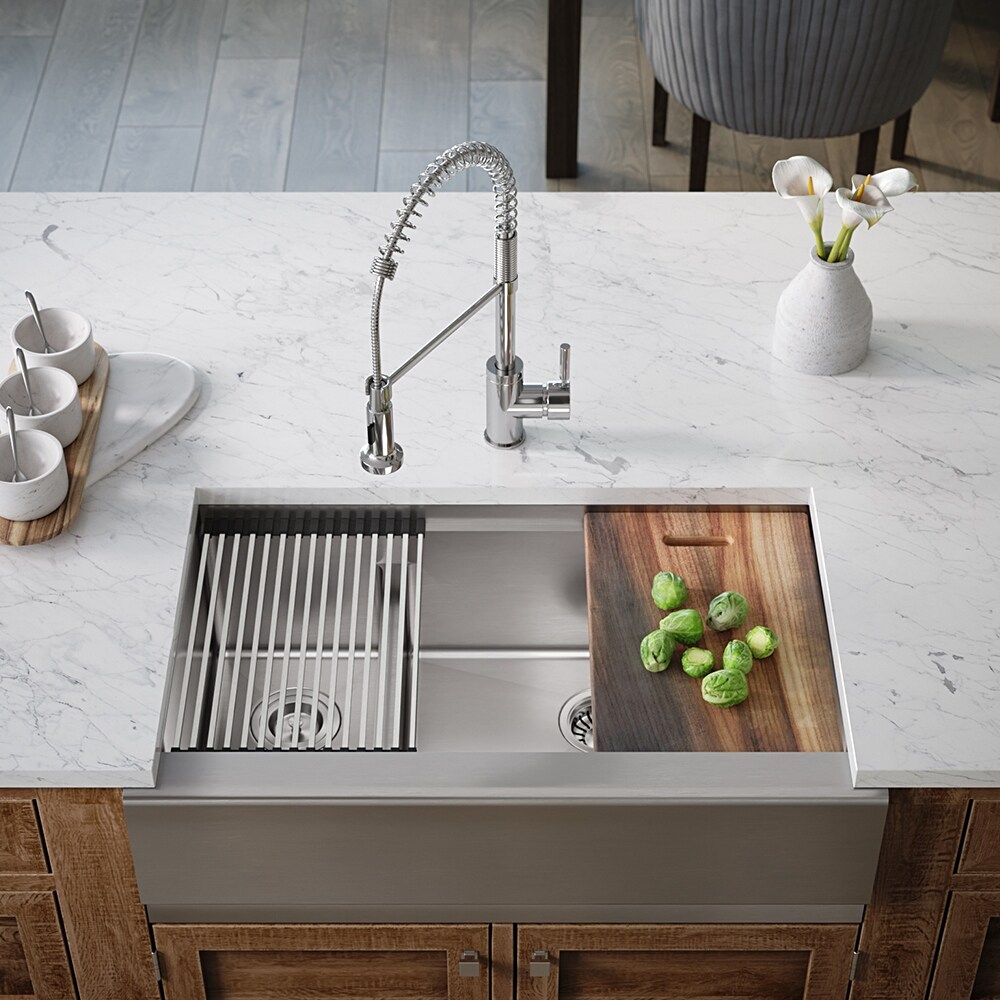 Double Bowl Stainless Steel Apron Workstation Sink