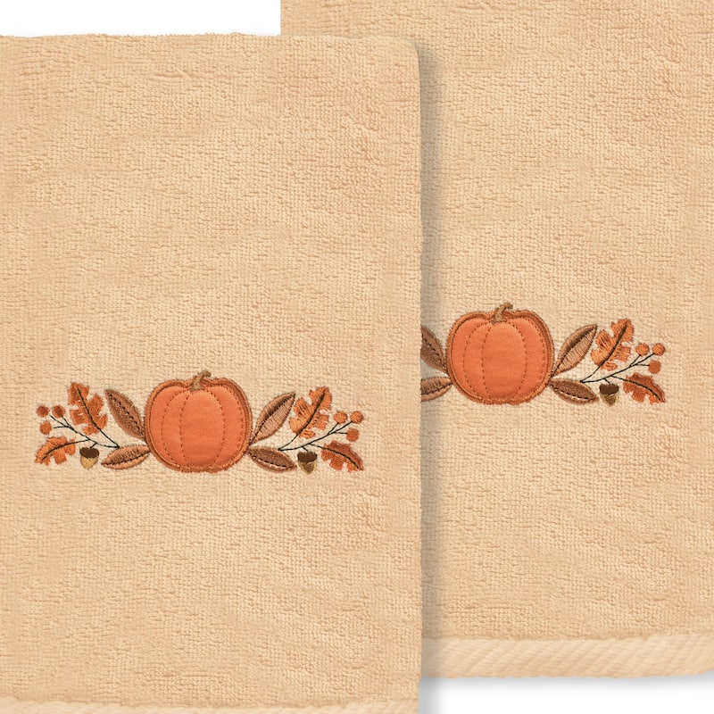 Authentic Hotel and Spa Harvest Bounty - Embroidered Luxury 100% Turkish Cotton Hand Towels (Set of 2)