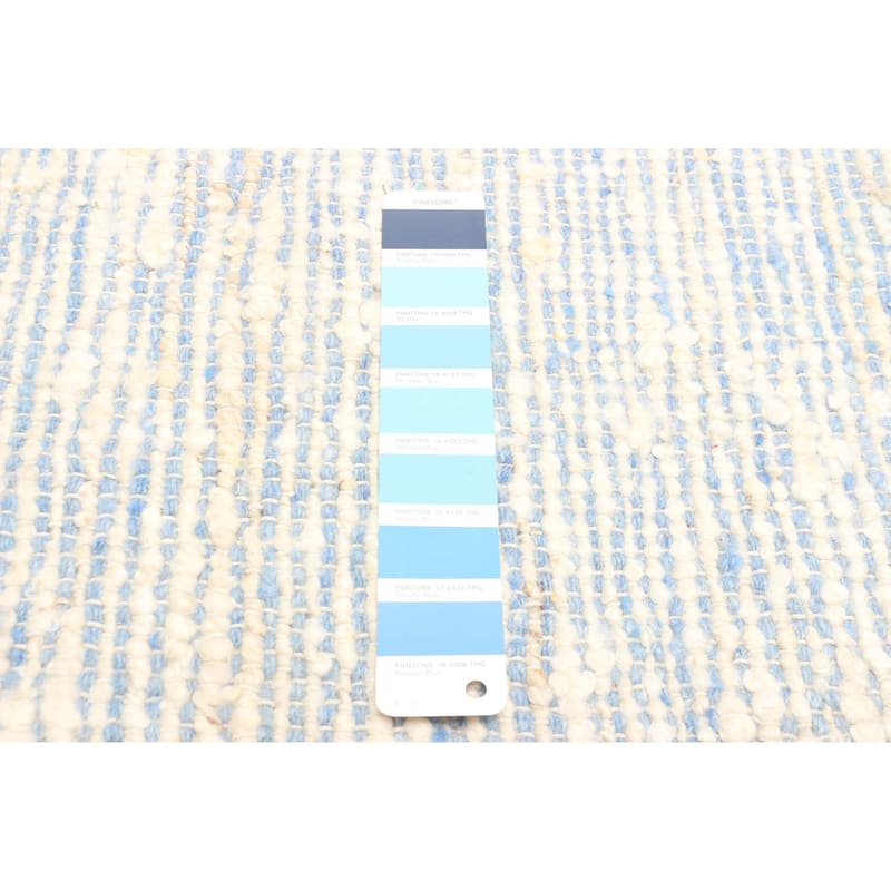 ECARPETGALLERY Braid weave Sienna Light Blue Wool Rug - 5'1 x 8'3