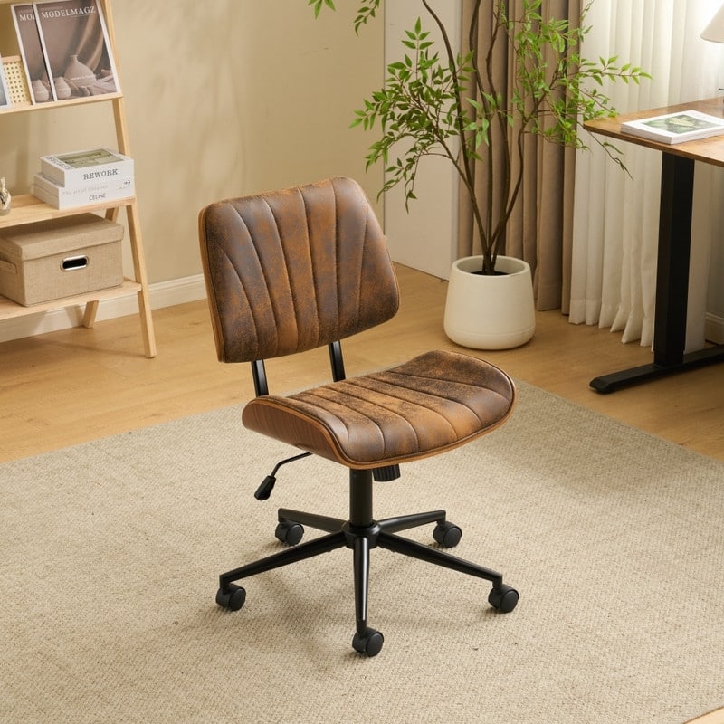 PU Trapezoid Curved Back Swivel Office Chair
