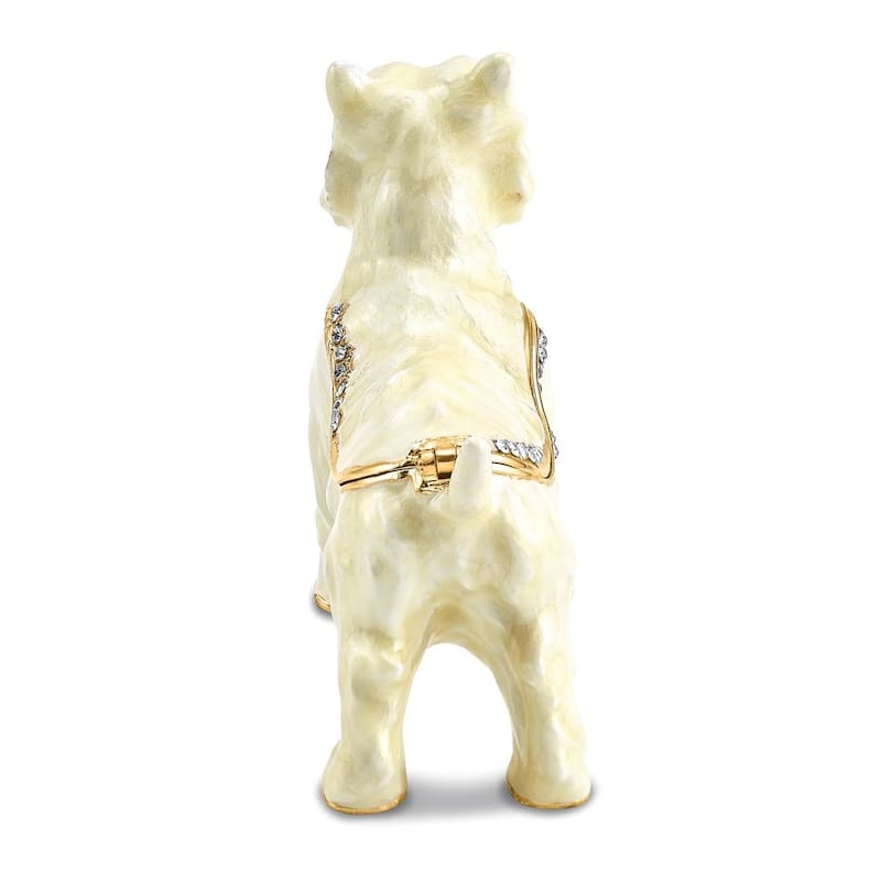 Curata Pewter Crystals Gold-Tone Enameled Westie West Highland White Terrier Trinket Box on 18 Inch Necklace