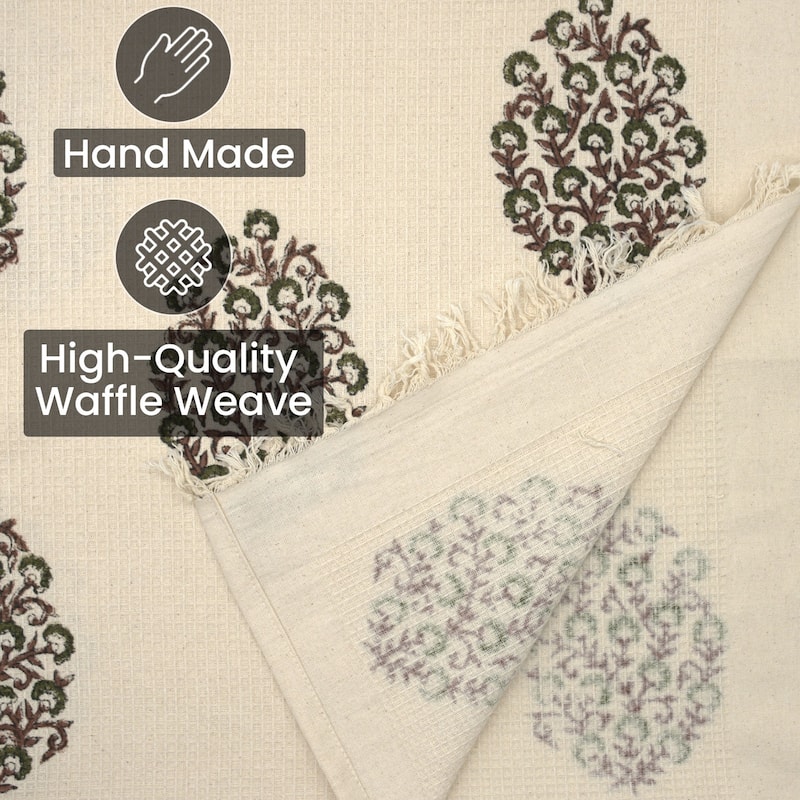 Fabdivine Handmade Floral Block Print Kitchen or Bath Room Hand Towels Home or Office Accent