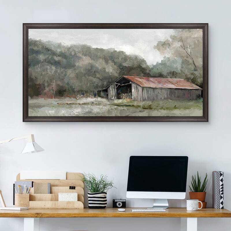 Masterpiece Art Gallery| Old Gray Barn by Studio Arts - Framed Canvas Art Print