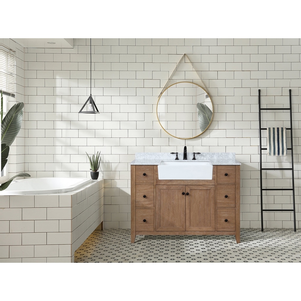 Free Shipping on 48 Black Freestanding Single Farmhouse Sink Bathroom  Vanity with Ceramic Top｜Homary CA
