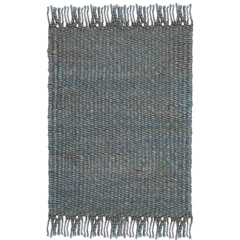 SAFAVIEH Handmade Natural Fiber Eybjorg Jute Fringe Rug - 2'3" x 4' - Blue