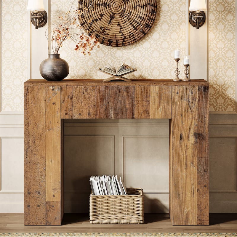 Farmhouse Narrow Console Table With Drawer for Living Room Entryway - 11.81" D x 39.37" W x 32.28" H