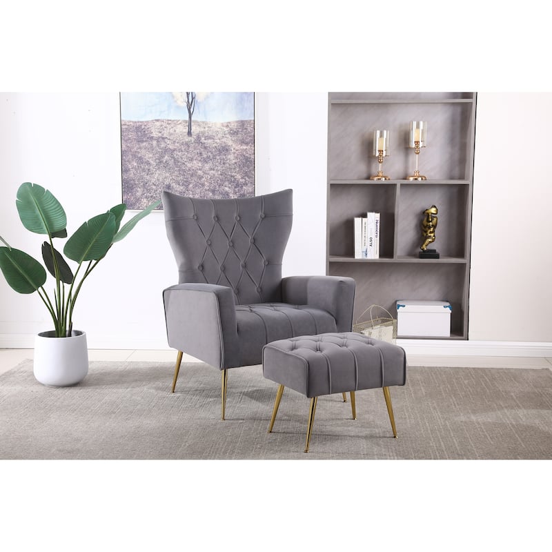 31.5" Velvet Button Tufted Arm Chair