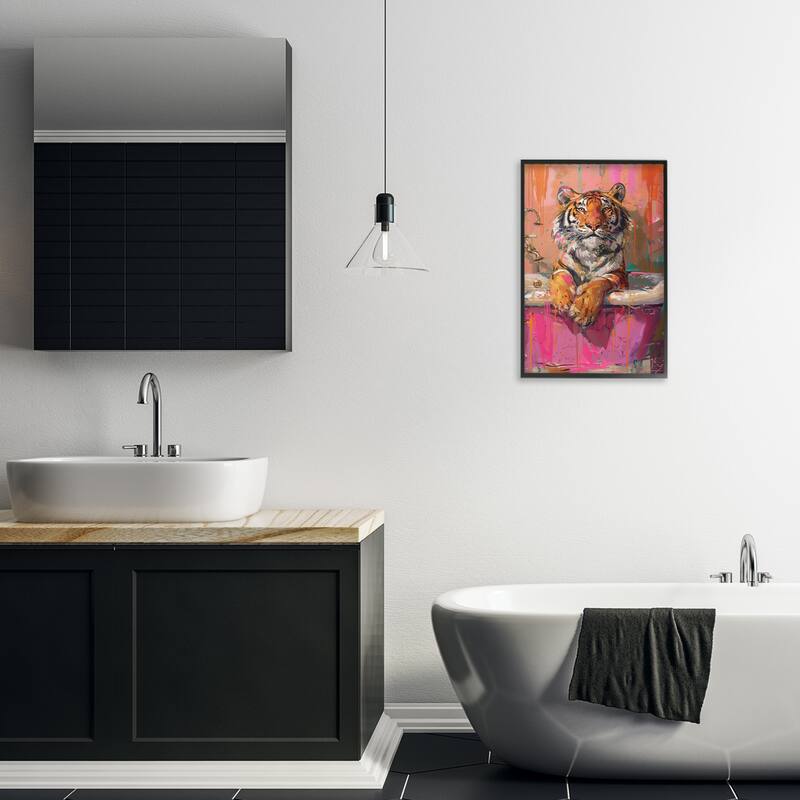 Stupell Fresh Abstraction Tiger in Bathtub Framed Giclee Art Design By LSR Design Studio