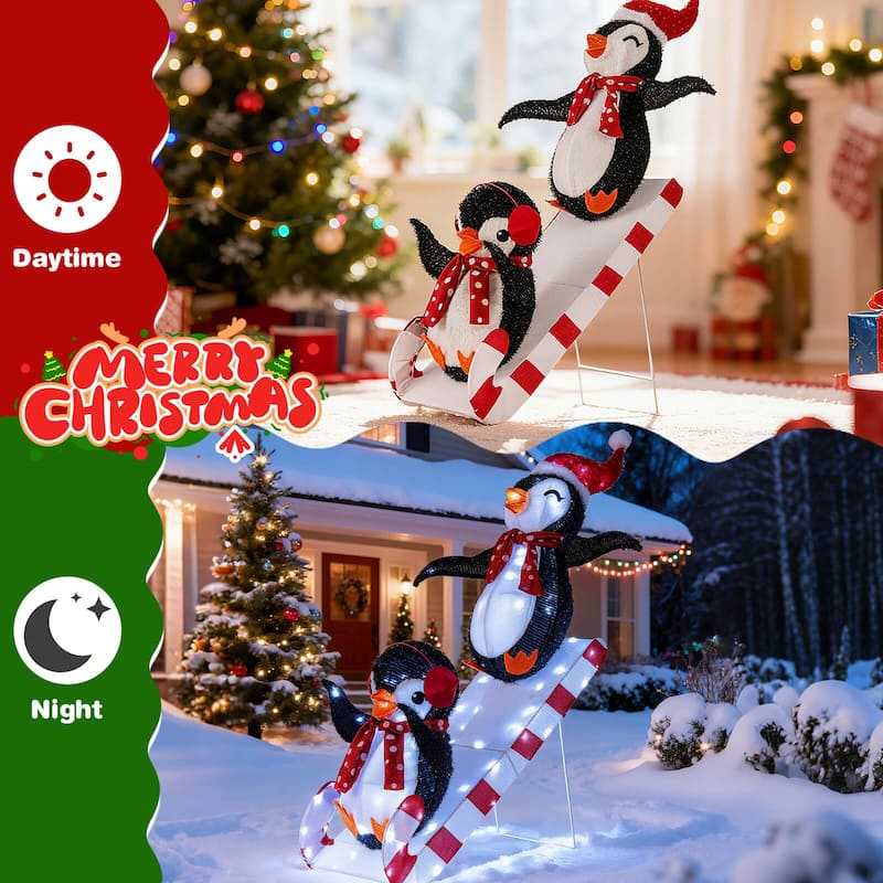 Costway Lighted Christmas Decoration Penguin with 170 LED Lights for - as pic shows - See Details