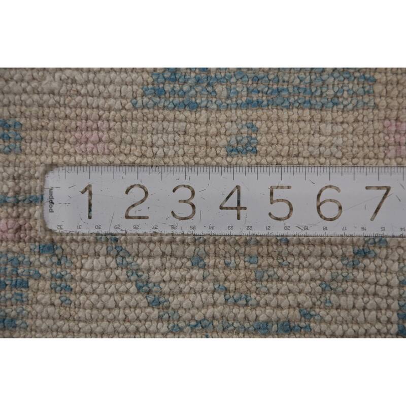 Hand Knotted Oriental 100% Wool Carpet Transitional Floral Navy Blue & Blues Oushak Runner Rug - 14' 5'' X 3' 1''