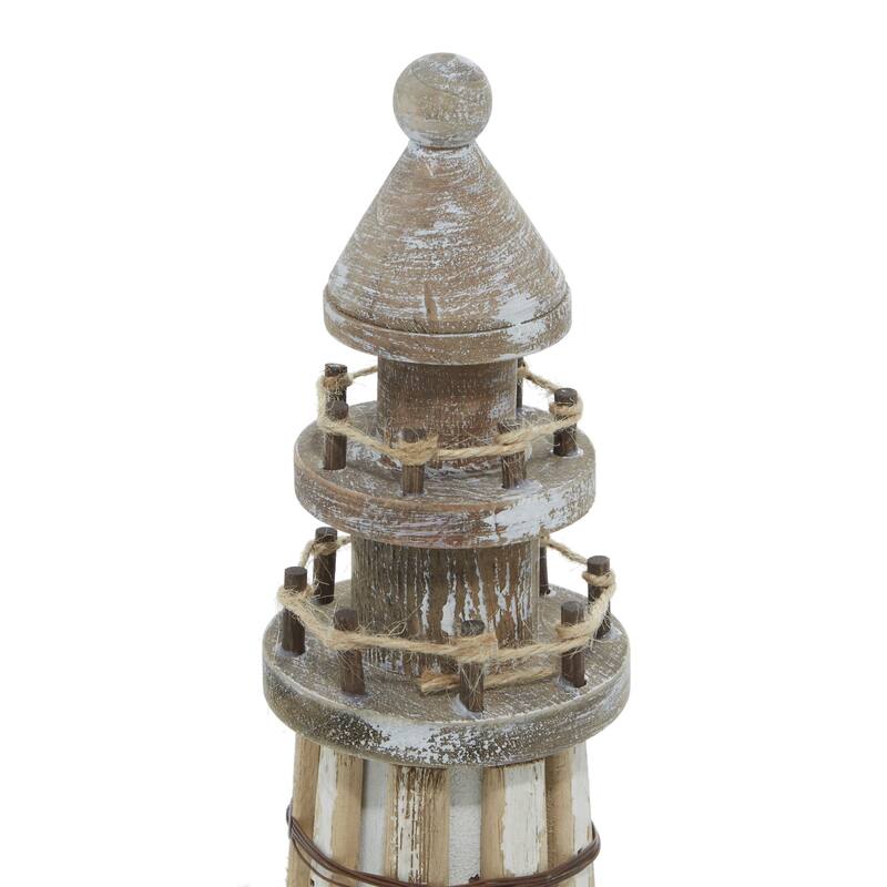 Wood Light House Decorative Sculpture - Set of 2 Brown - Roche River Decor