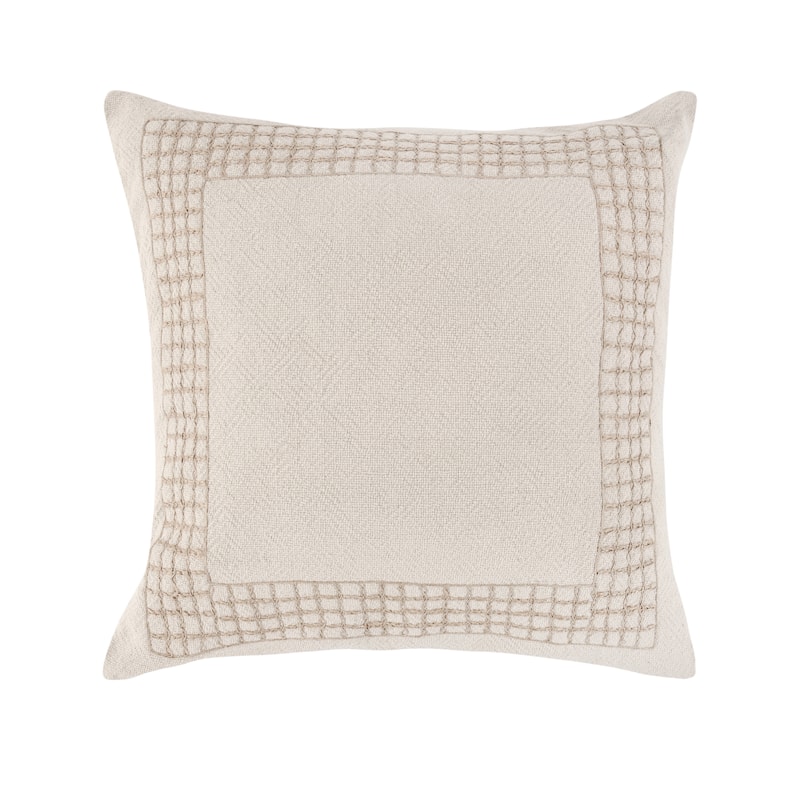 Villa by Classic Home Marina 26" Beige Linen Blend Throw Pillow