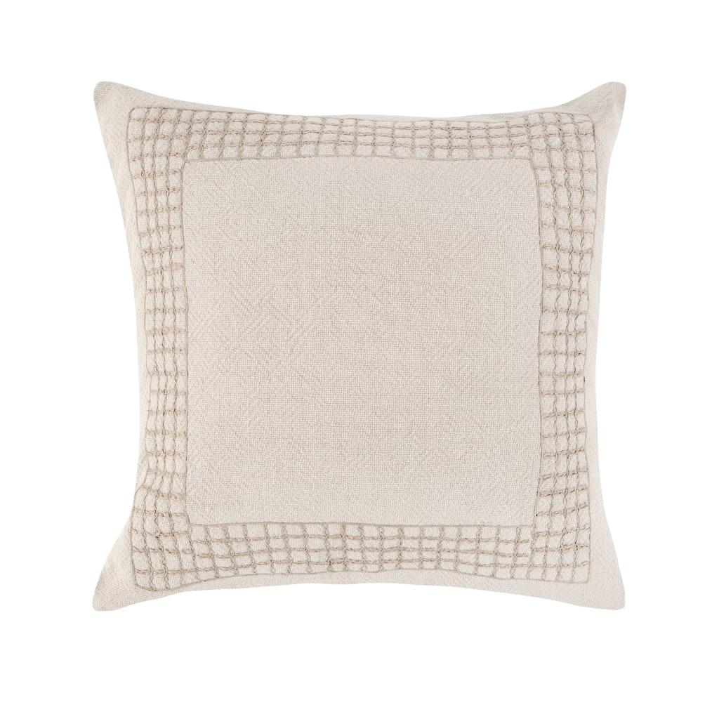Villa by Classic Home Marina 26" Beige Linen Blend Throw Pillow