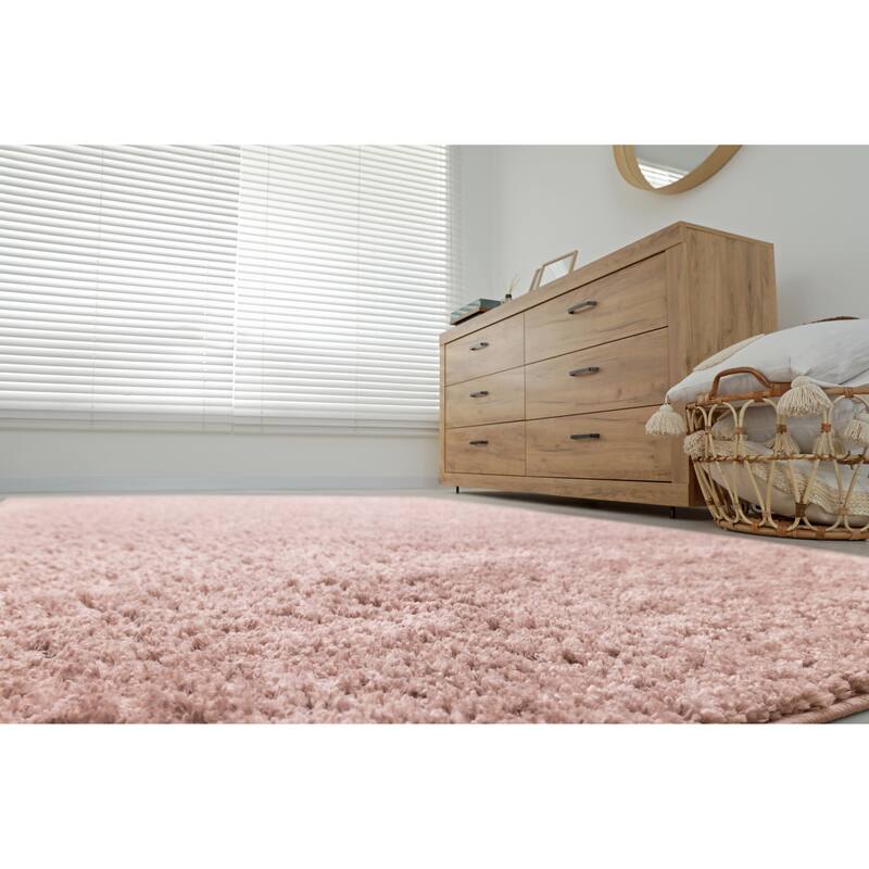 Taylor Collection - Plush Pink Shag Area Rug